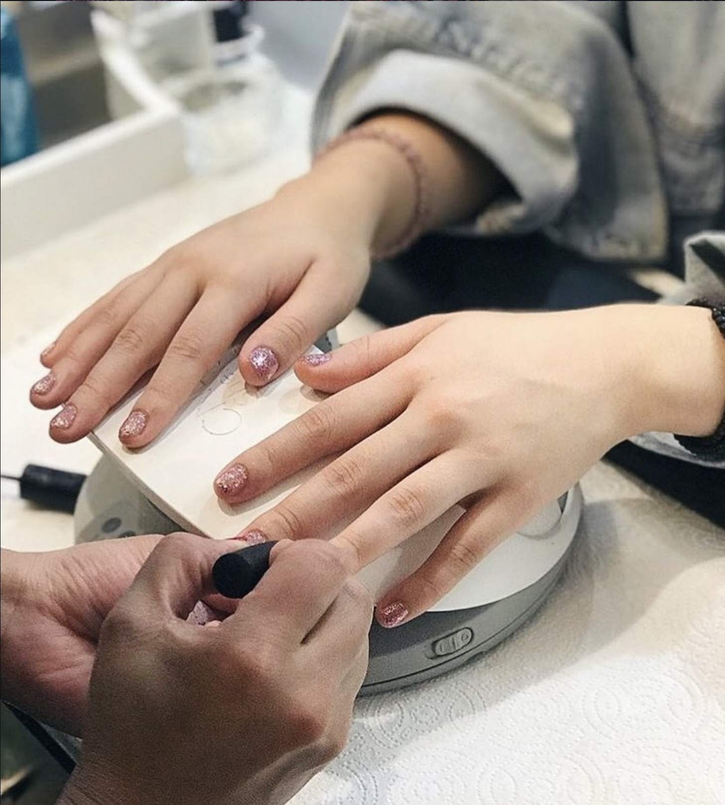 Manicure with glitter nails